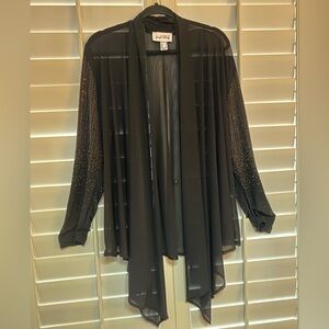 Joseph Ribkoff Black Sheer Cardigan w jewel sleeves Excellent Condition size 18